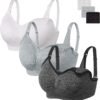 Womens Seamless Sleep Nursing Bra,Breastfeeding Maternity Bra with Remove Bra Pads Extenders Pack of 3