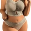 Women's Plus Size Bow Lace Bralette Set