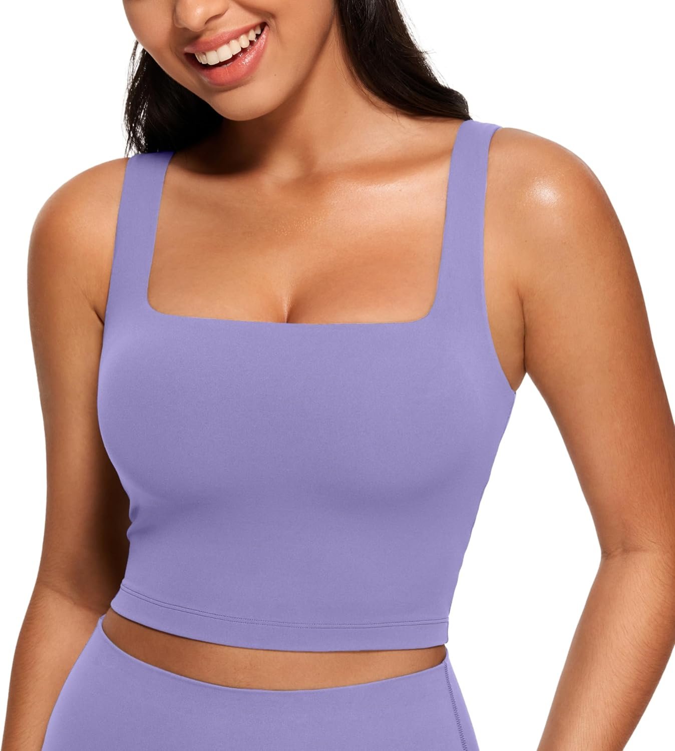 Women's Square-Neck Longline Padded Sports Bra